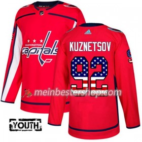 Washington Capitals Evgeny Kuznetsov 92 Adidas 2017-2018 Rot USA Flag Fashion Trikot Authentic - Kinder